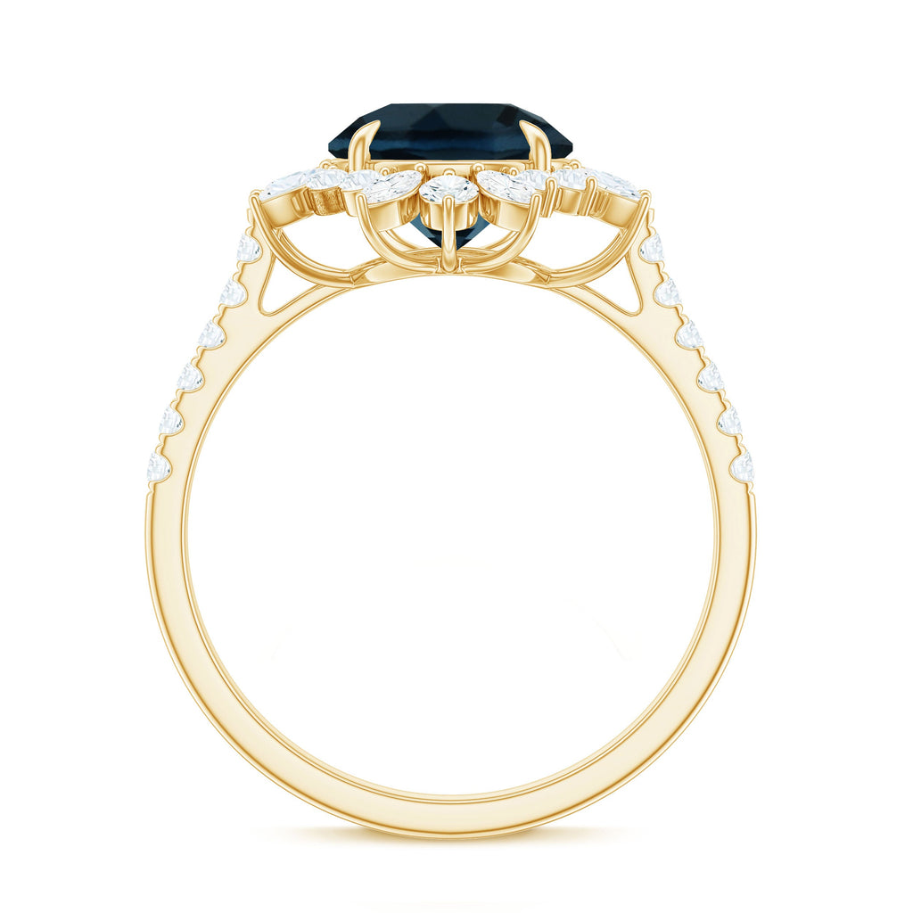 Certified London Blue Topaz and Diamond Statement Engagement Ring