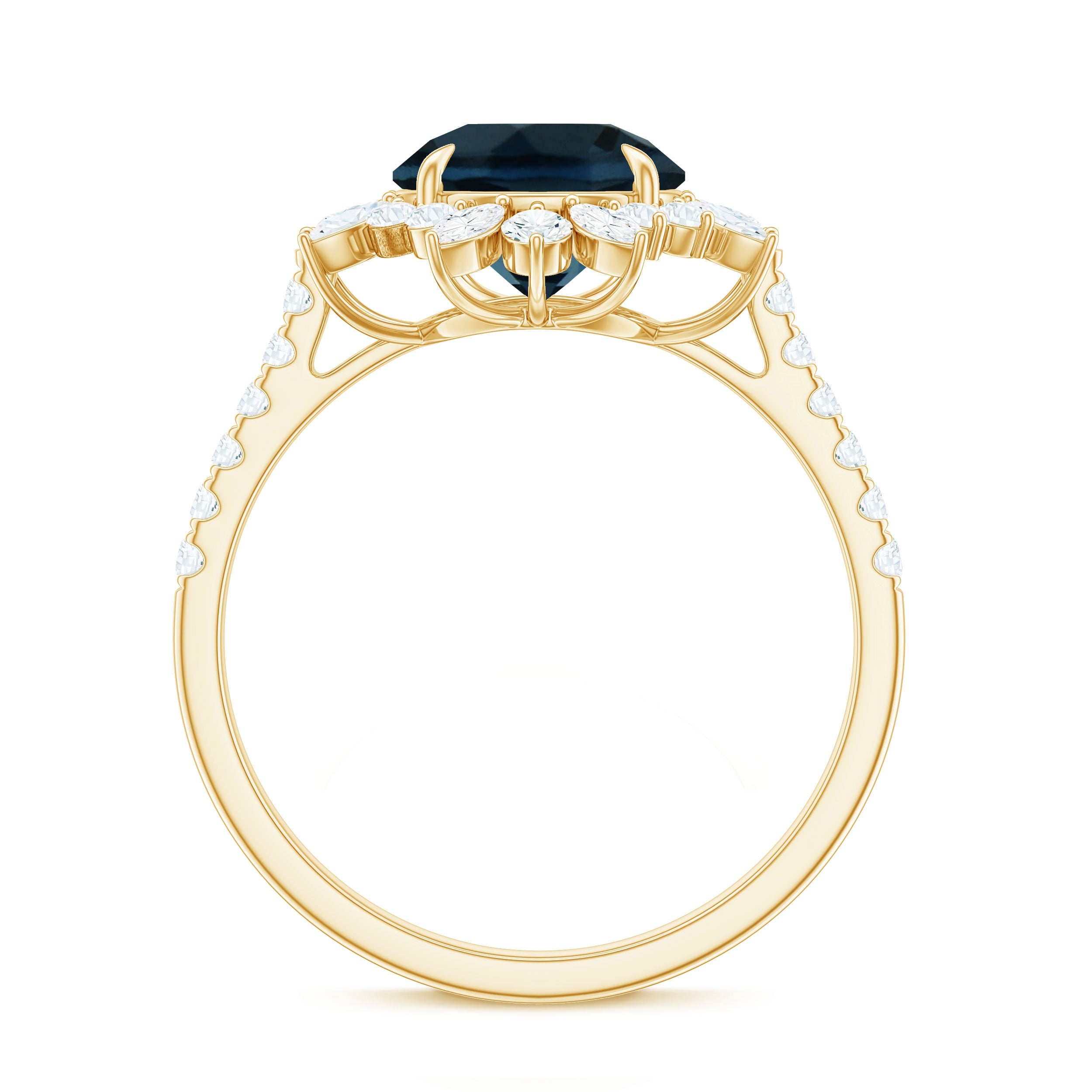 Certified London Blue Topaz and Diamond Statement Engagement Ring