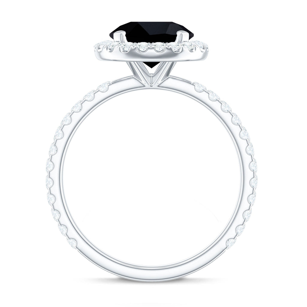 Lab Grown Black Diamond Classic Halo Engagement Ring with Diamond