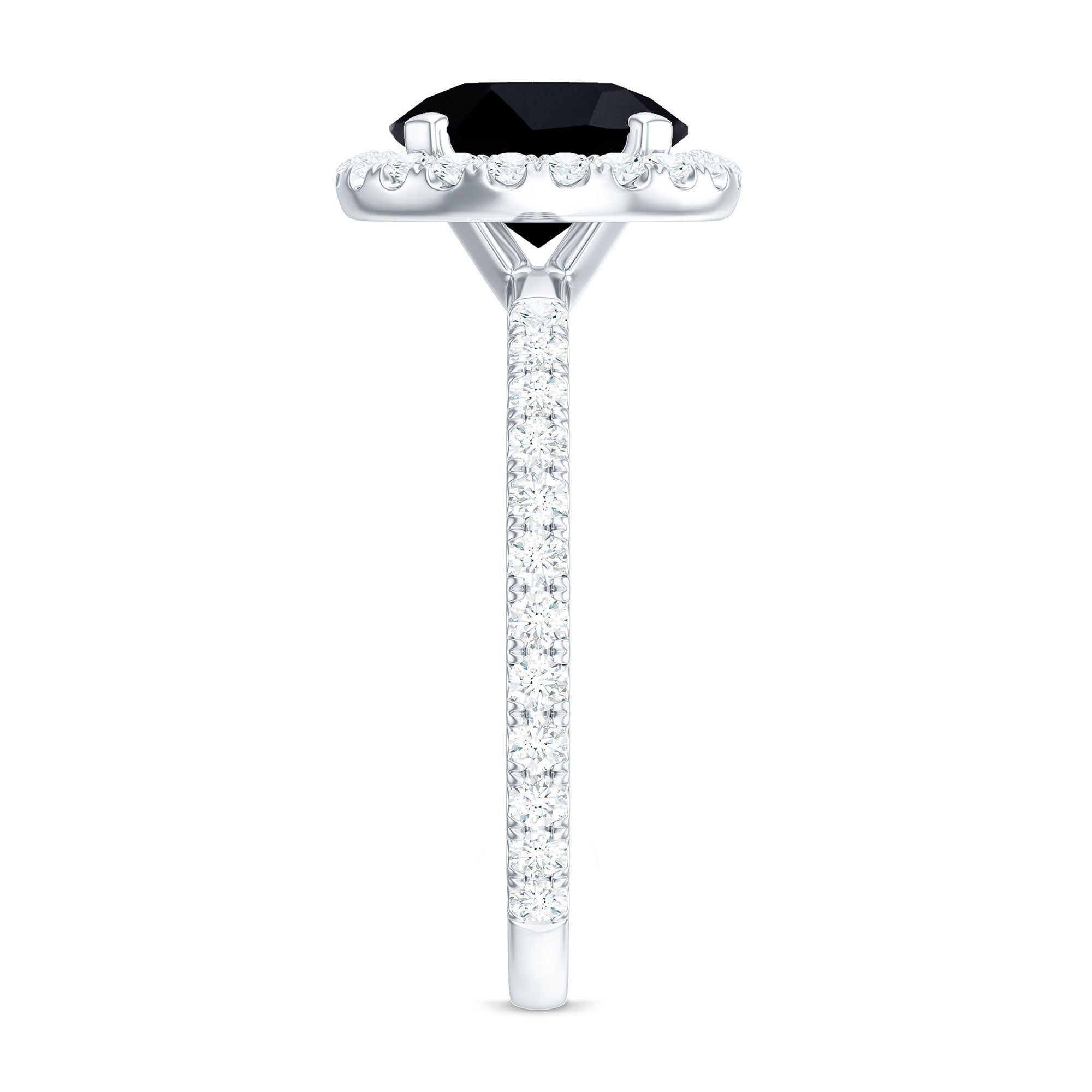 Lab Grown Black Diamond Classic Halo Engagement Ring with Diamond