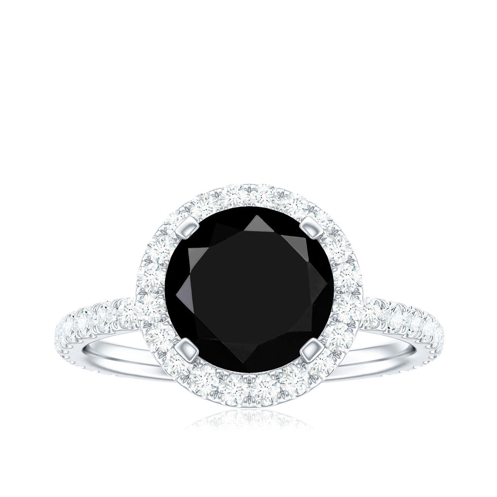 Lab Grown Black Diamond Classic Halo Engagement Ring with Diamond