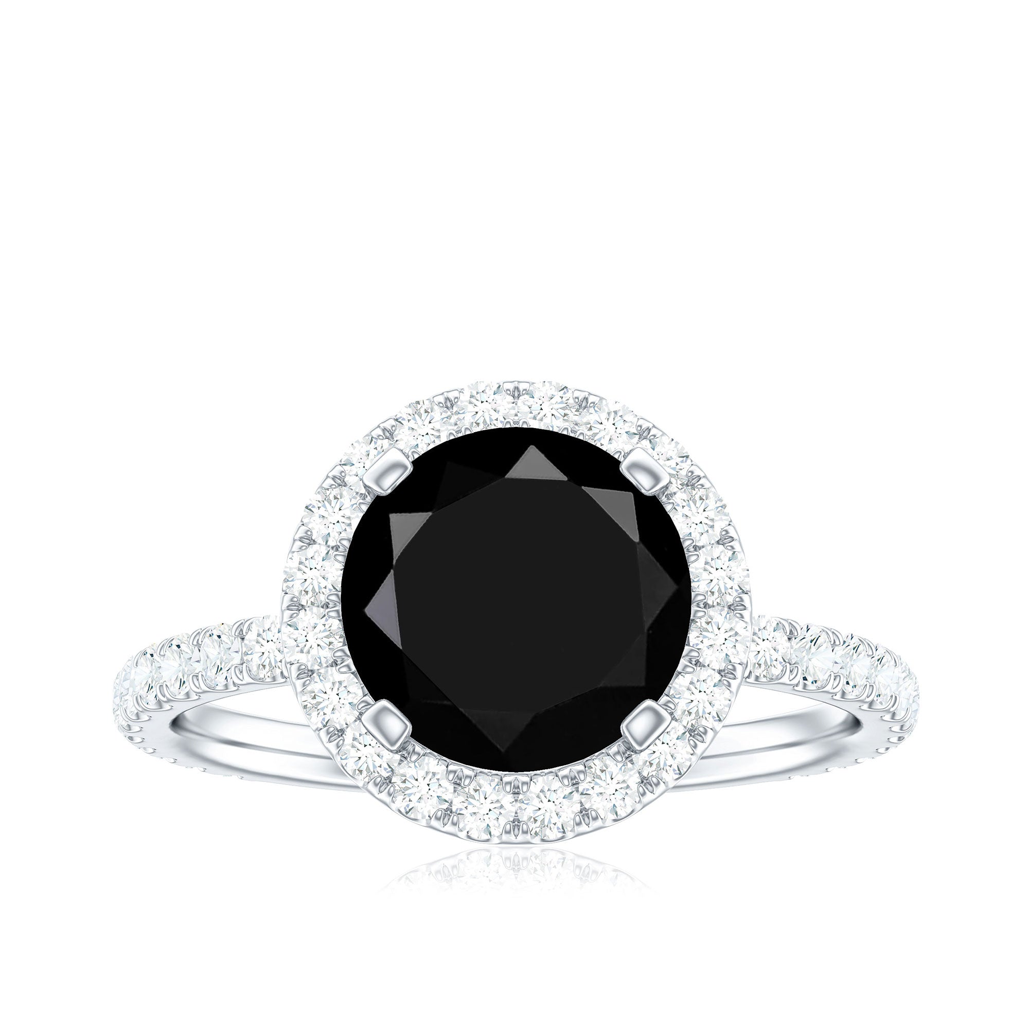 Lab Grown Black Diamond Classic Halo Engagement Ring with Diamond