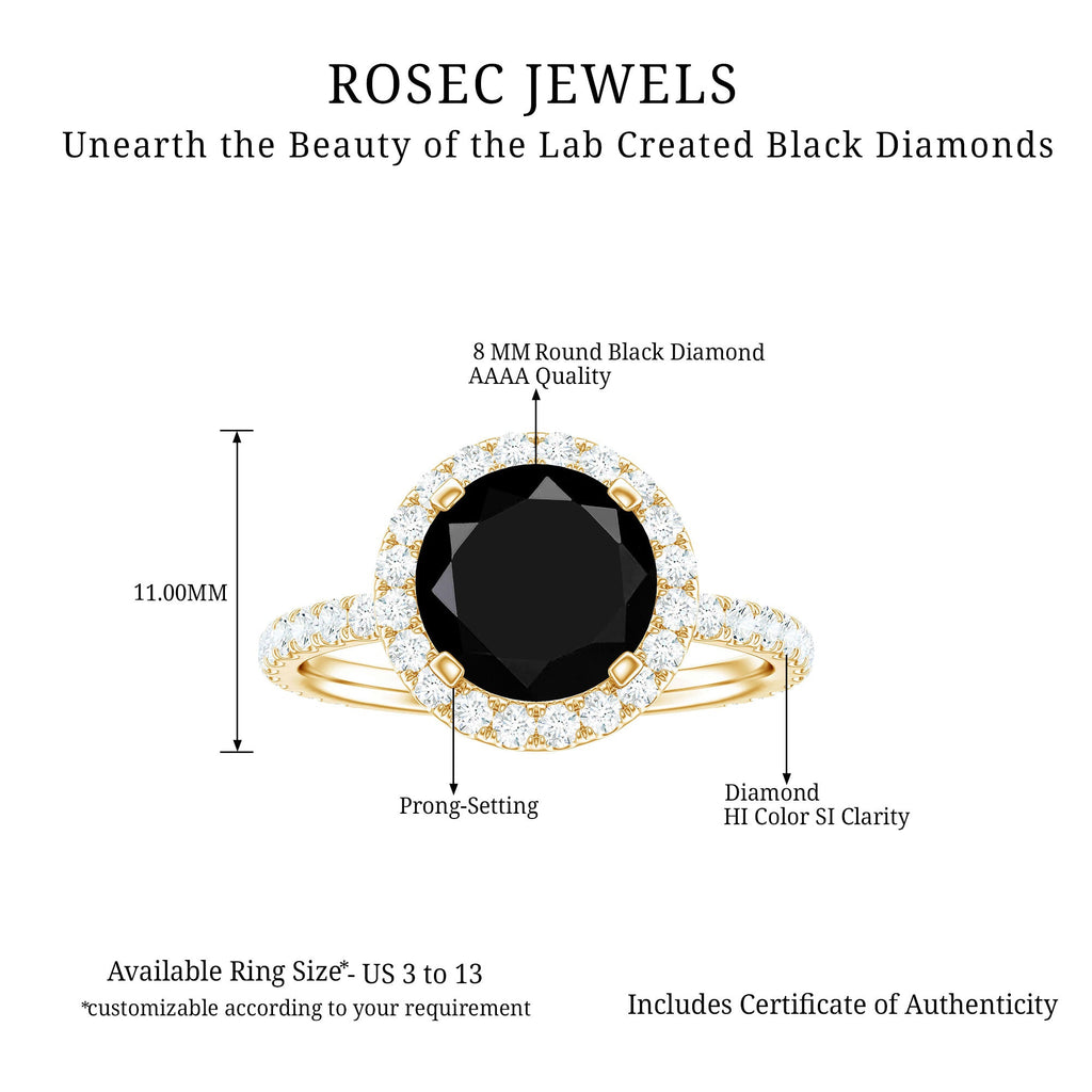 Lab Grown Black Diamond Classic Halo Engagement Ring with Diamond