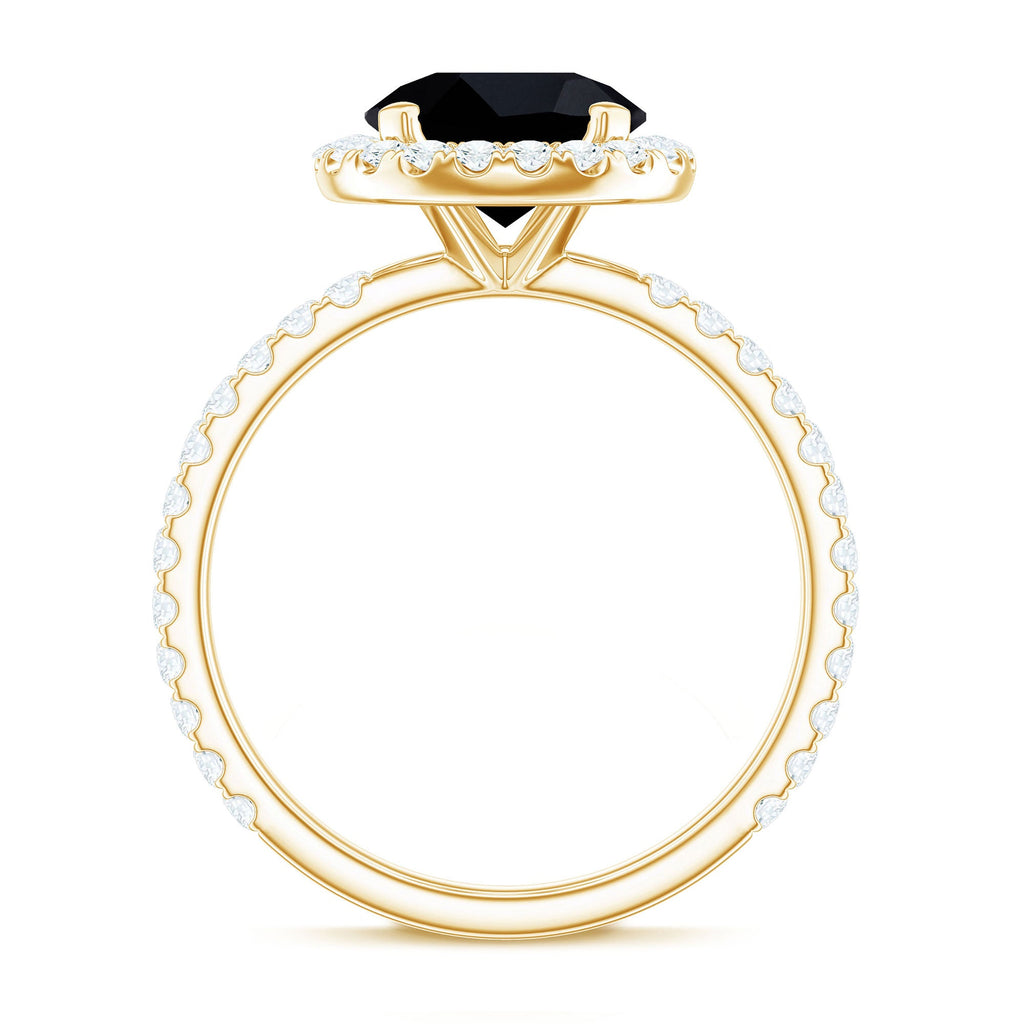 Lab Grown Black Diamond Classic Halo Engagement Ring with Diamond