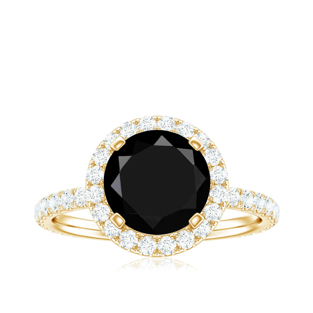 Lab Grown Black Diamond Classic Halo Engagement Ring with Diamond