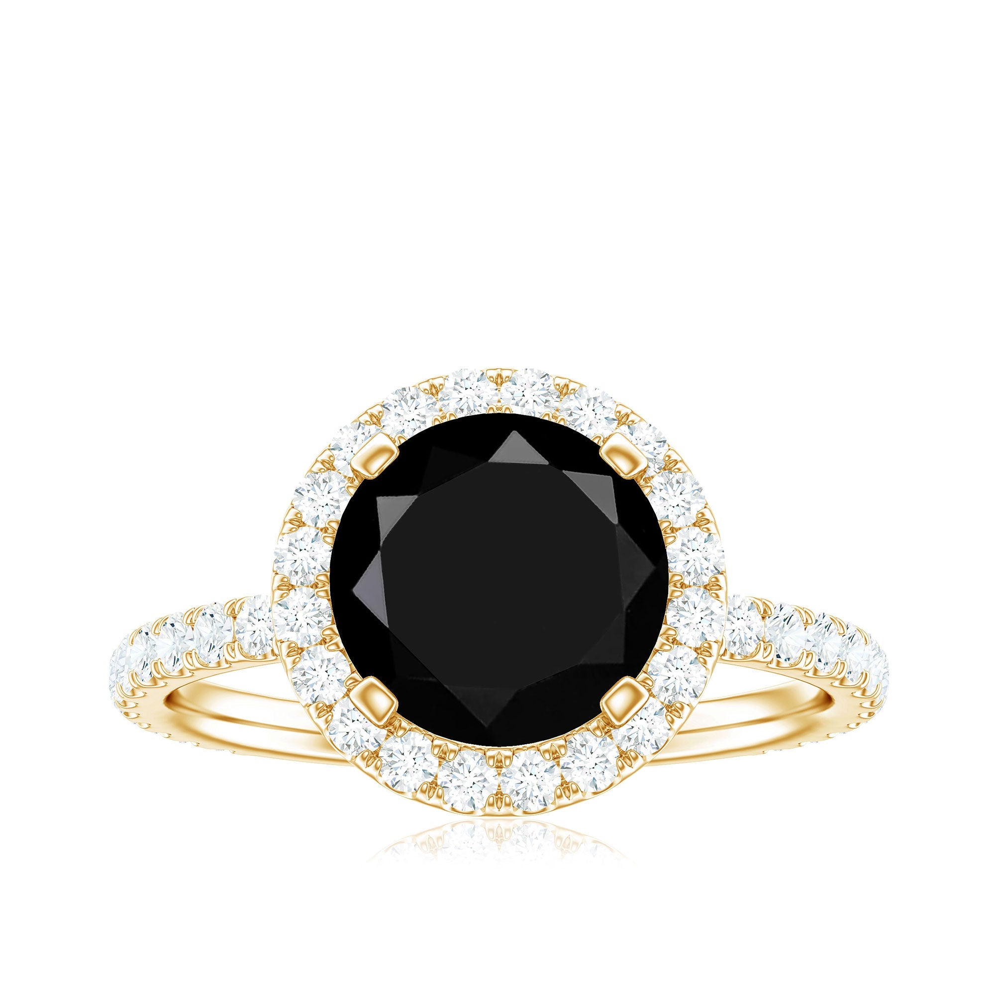 Lab Grown Black Diamond Classic Halo Engagement Ring with Diamond