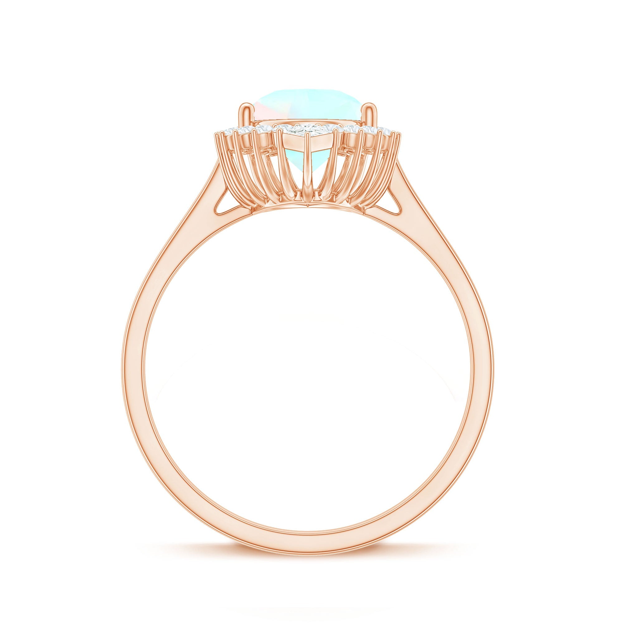 Certified Real 8X10mm Ethiopian Rainbow Opal Teardrop Engagement Ring with Diamond Halo