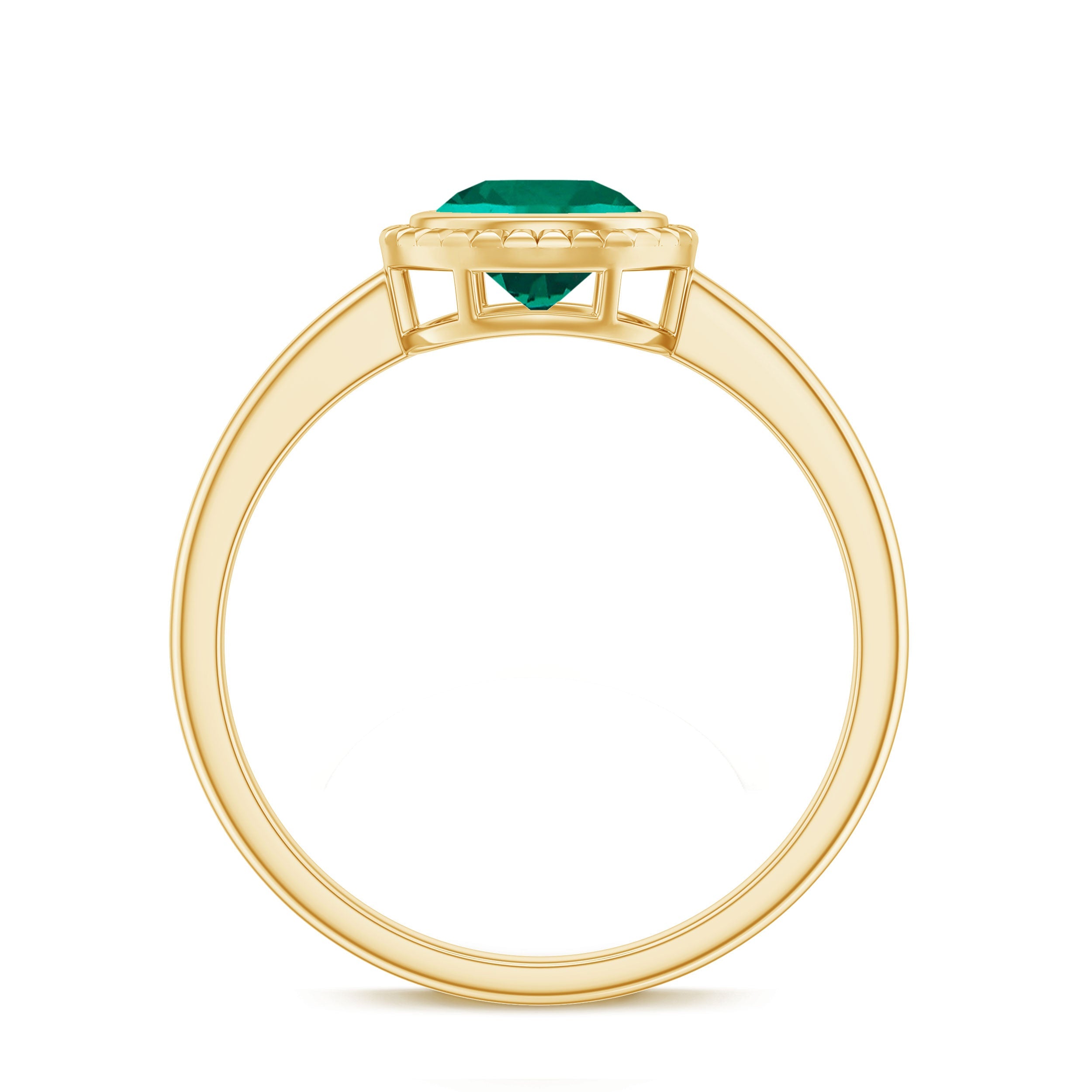 Certified 6 mm Lab Grown Emerald Solitaire Engagement Ring in Bezel Setting