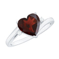 Genuine 8mm Garnet Heart Shaped Engagement Ring with Diamond