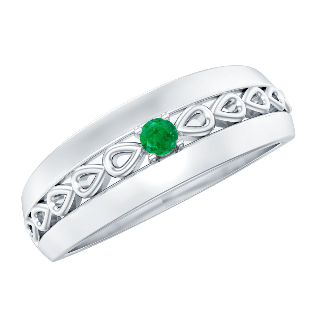 Certified Emerald Vintage Inspired Designer Band Ring