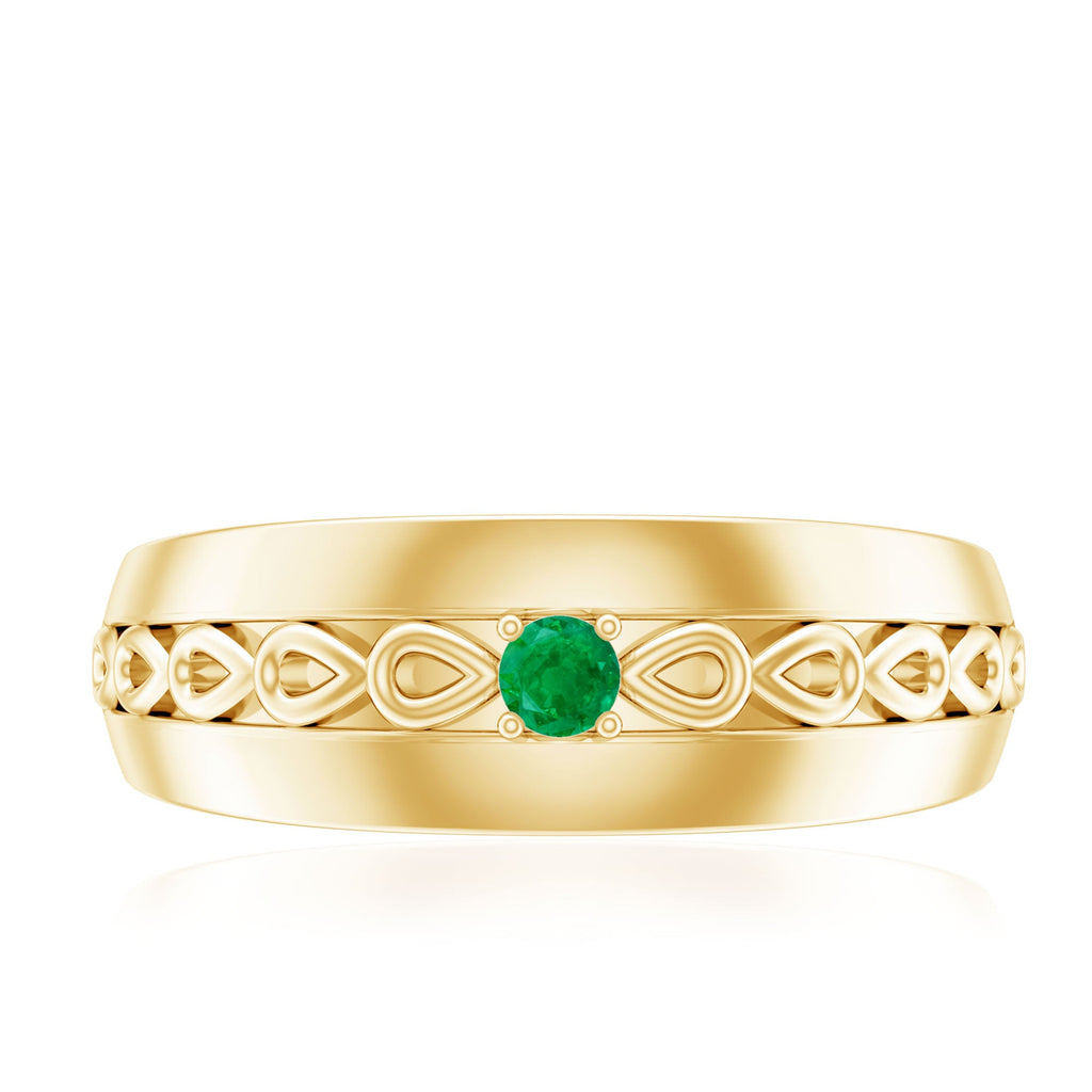 Certified Emerald Vintage Inspired Designer Band Ring