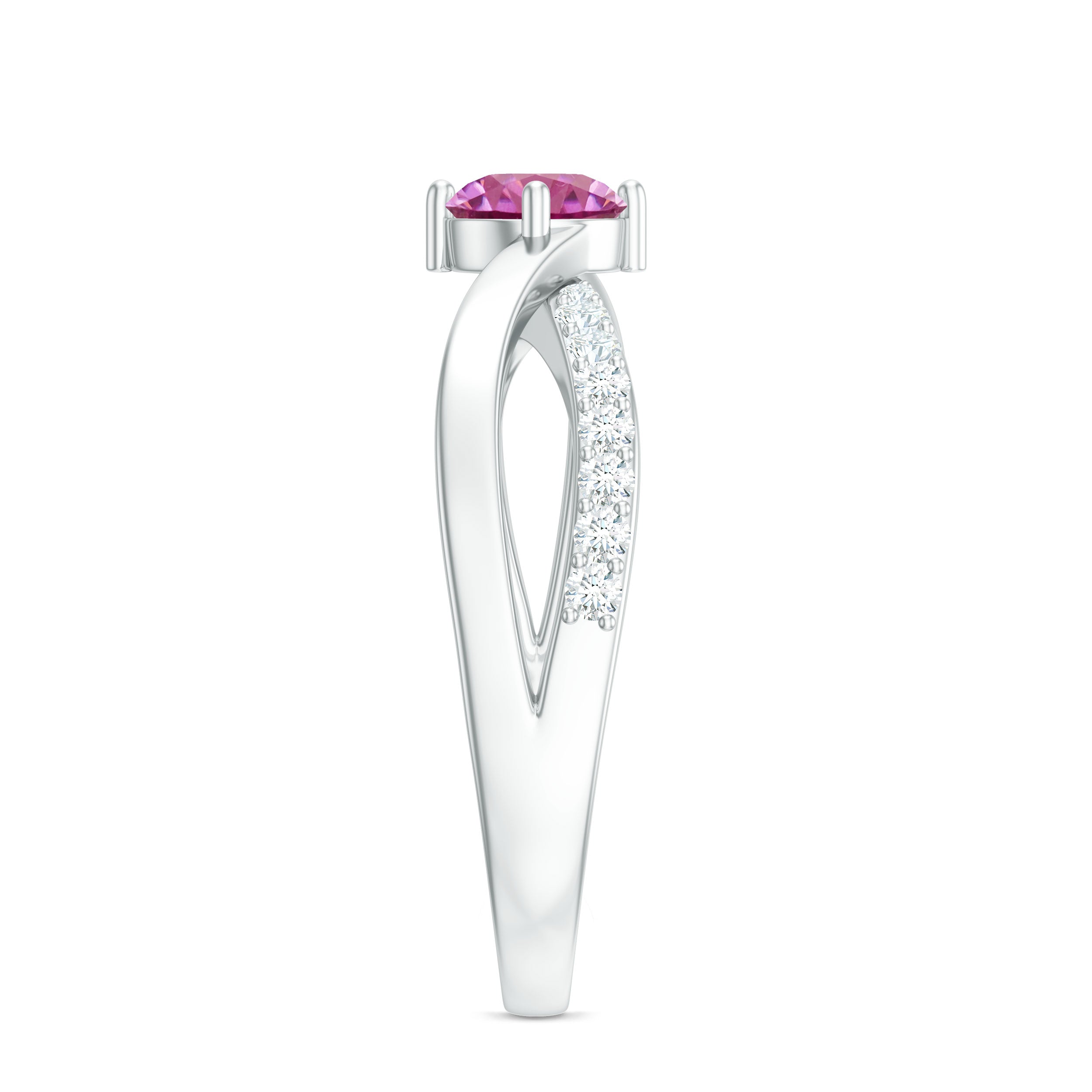1/2 CT Pink Tourmaline Solitaire and Diamond Infinity Ring