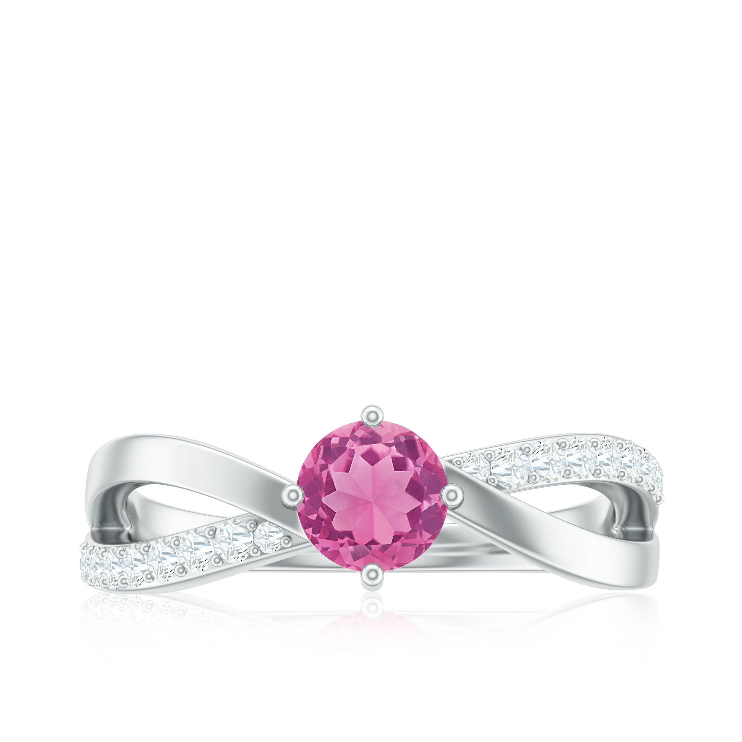 1/2 CT Pink Tourmaline Solitaire and Diamond Infinity Ring