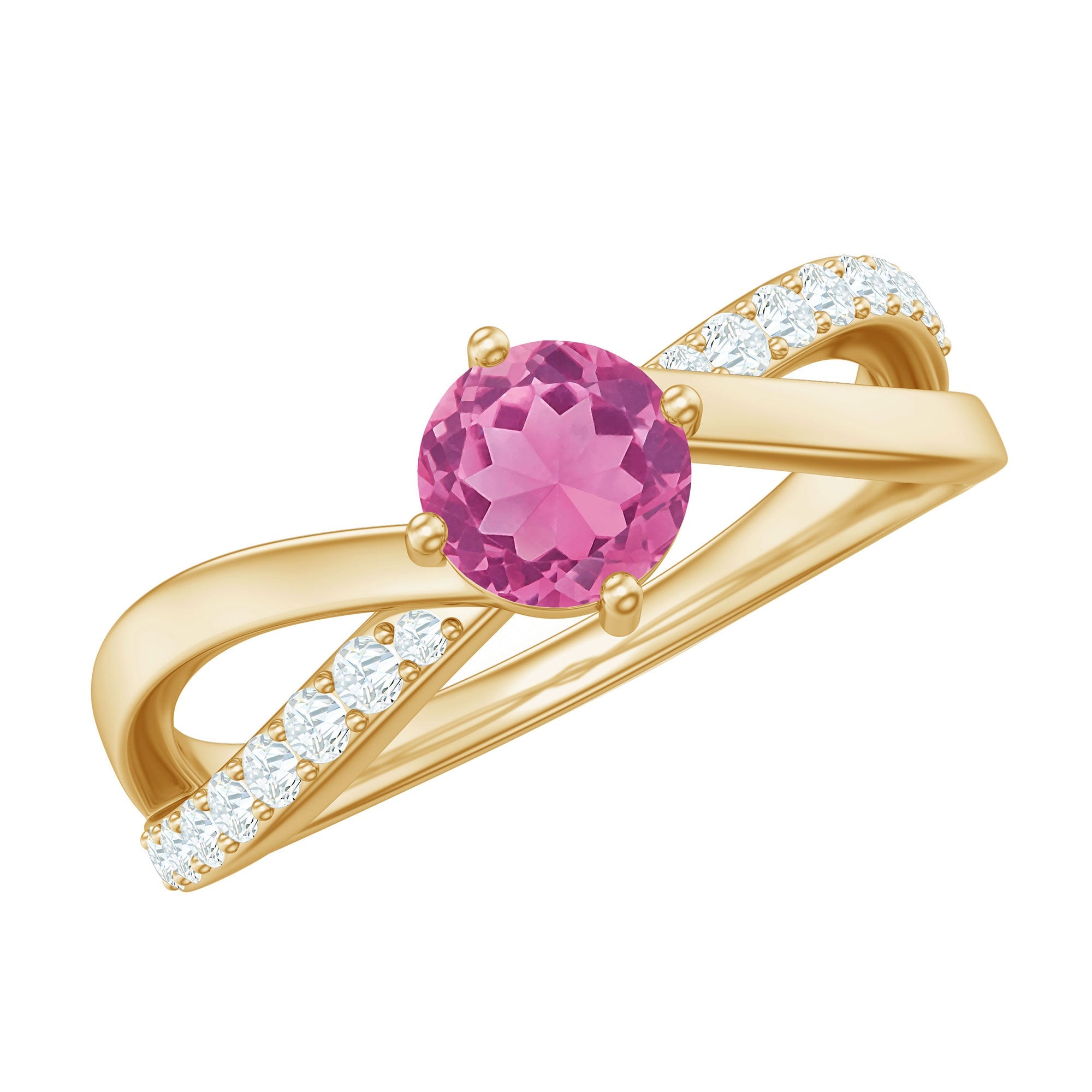 1/2 CT Pink Tourmaline Solitaire and Diamond Infinity Ring