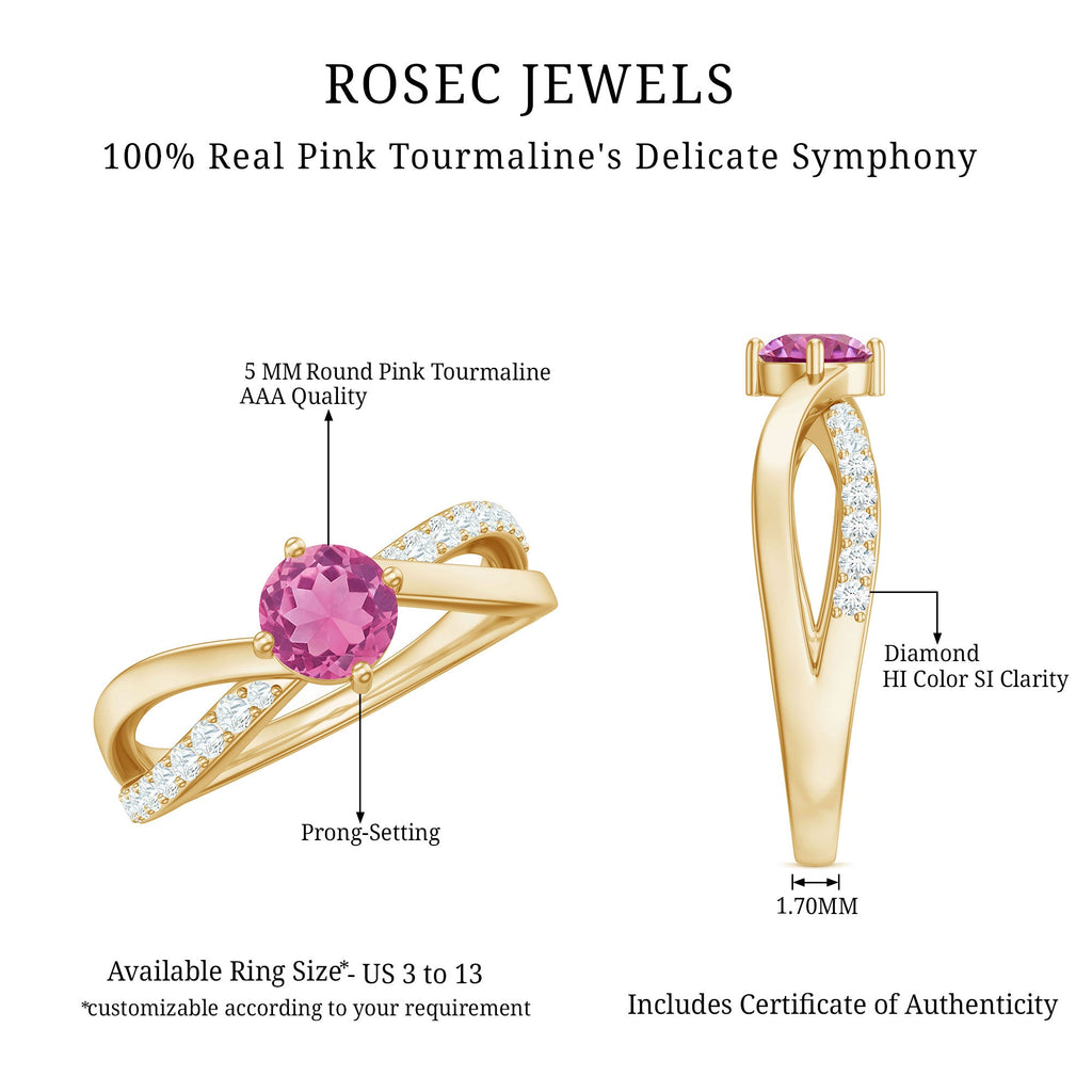 1/2 CT Pink Tourmaline Solitaire and Diamond Infinity Ring
