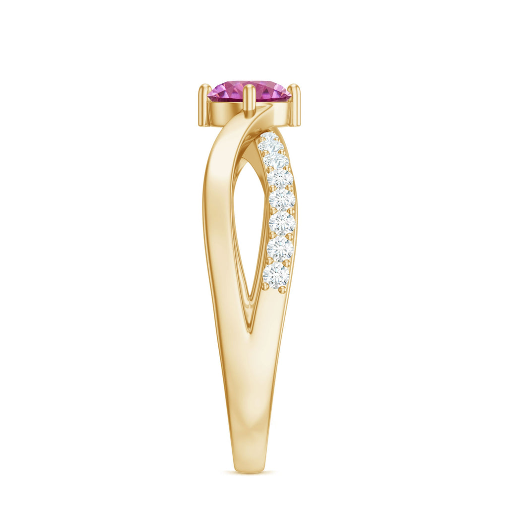 1/2 CT Pink Tourmaline Solitaire and Diamond Infinity Ring