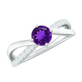Infinity Shank Amethyst Solitaire Ring with Diamond