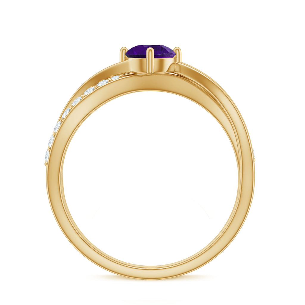 Infinity Shank Amethyst Solitaire Ring with Diamond