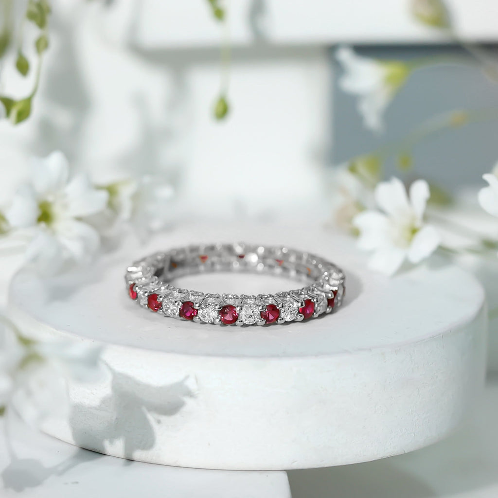 Natural Ruby and Diamond Full Eternity Ring