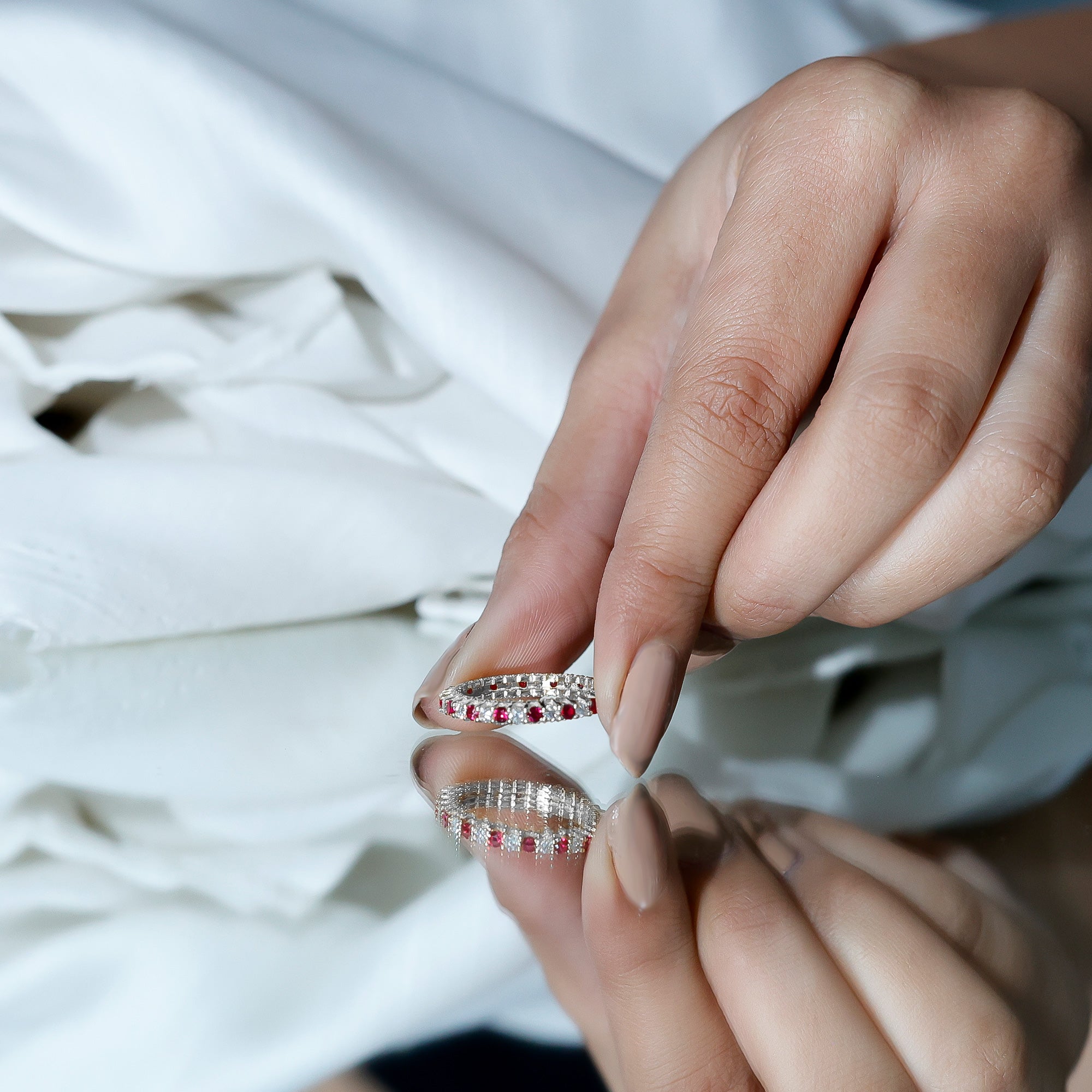 Natural Ruby and Diamond Full Eternity Ring