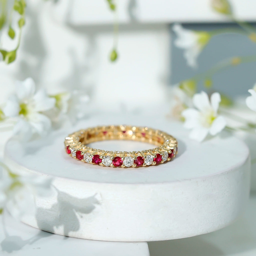Natural Ruby and Diamond Full Eternity Ring