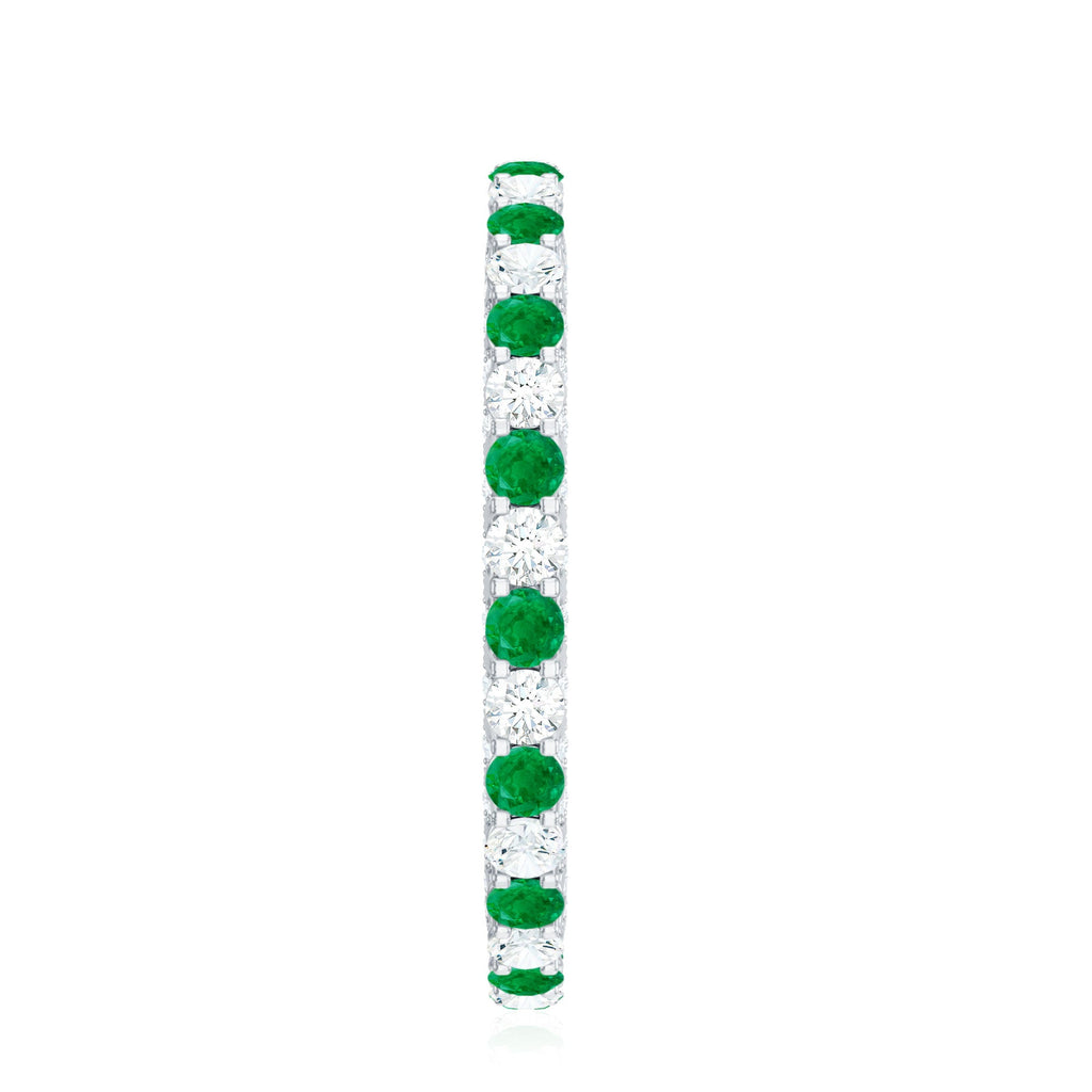 Alternate Round Emerald and Diamond Eternity Stackable Ring