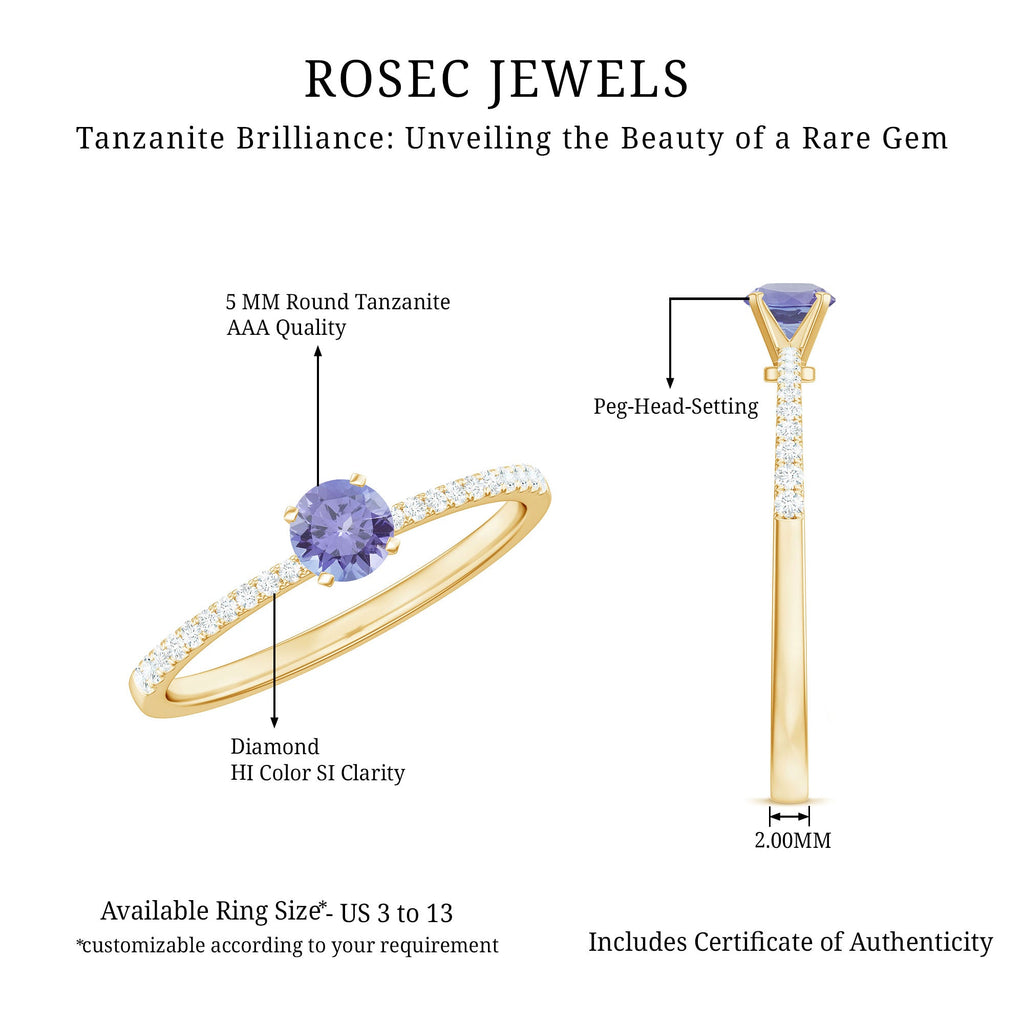 Minimal Tanzanite Diamond Promise Ring for Engagement