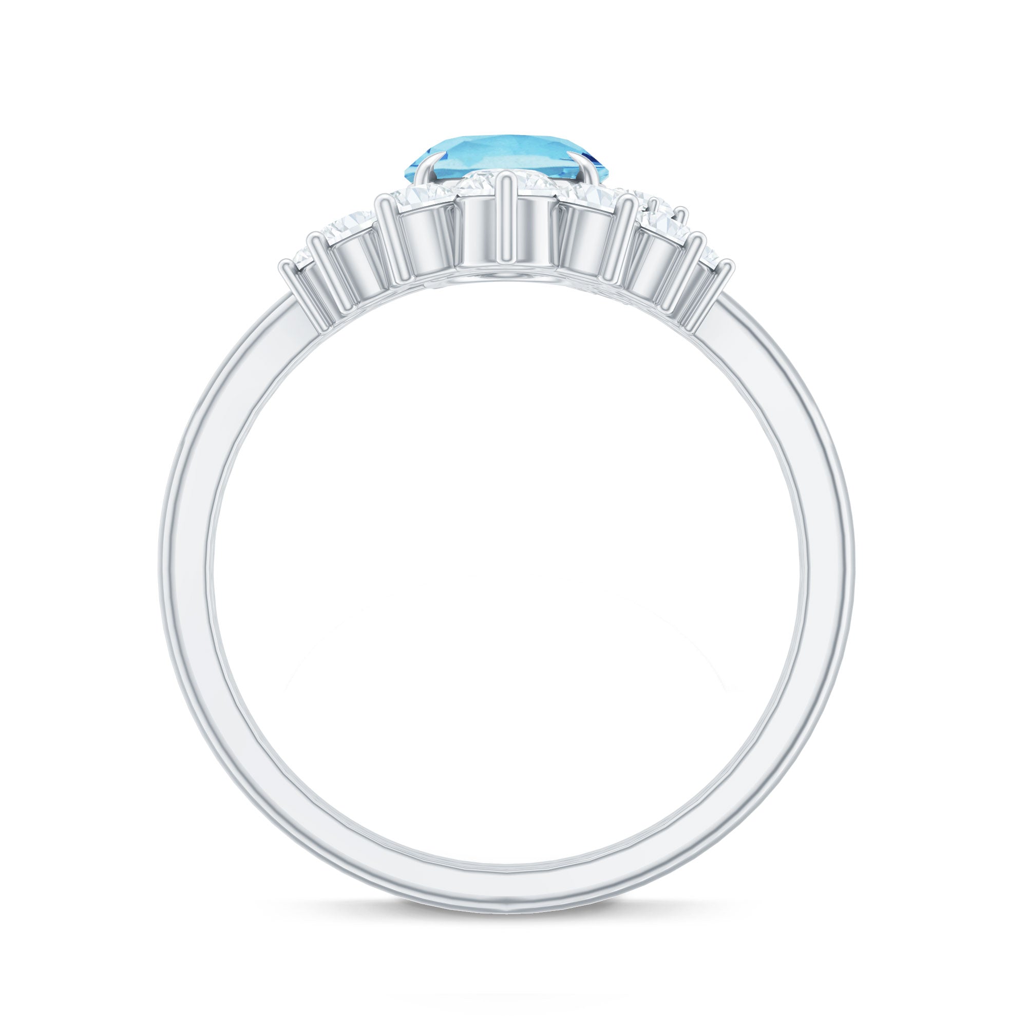 Oval Cut Aquamarine and Diamond Engagement Ring Set
