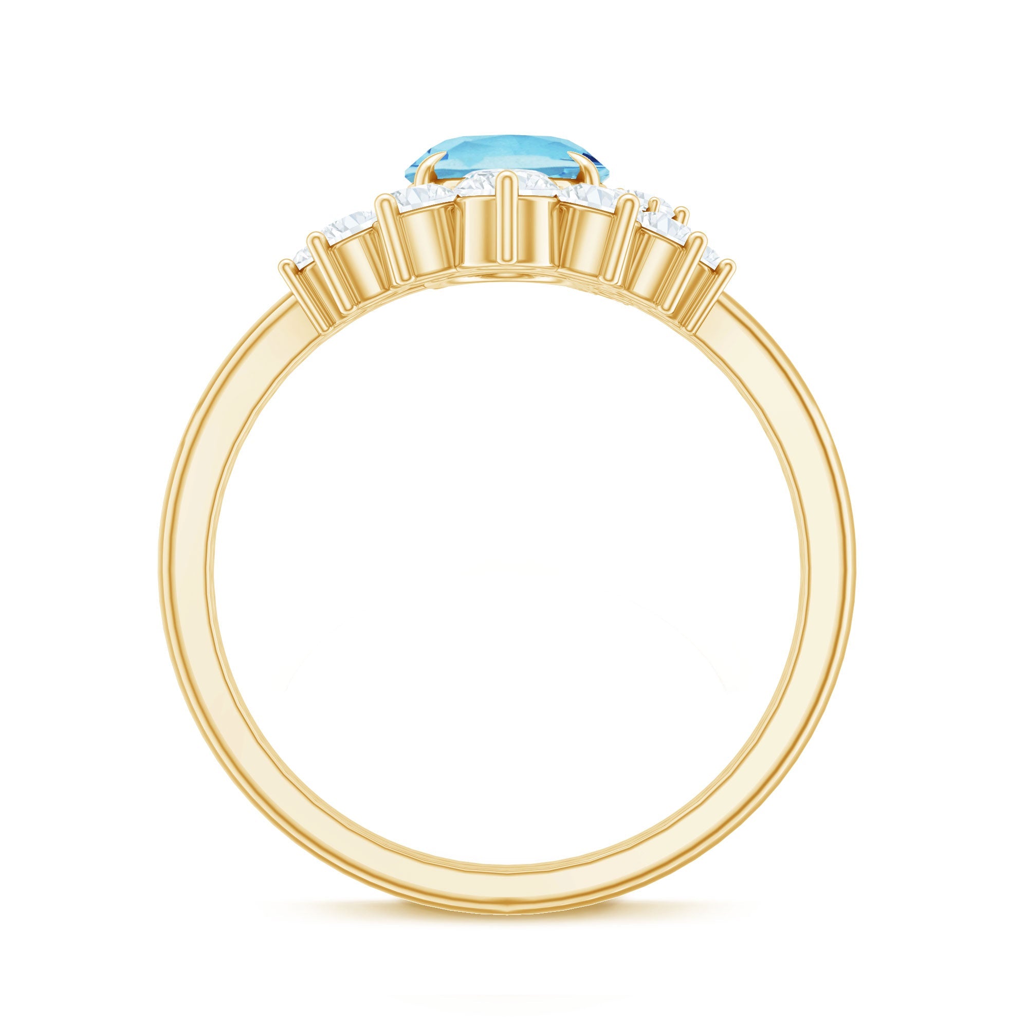 Oval Cut Aquamarine and Diamond Engagement Ring Set