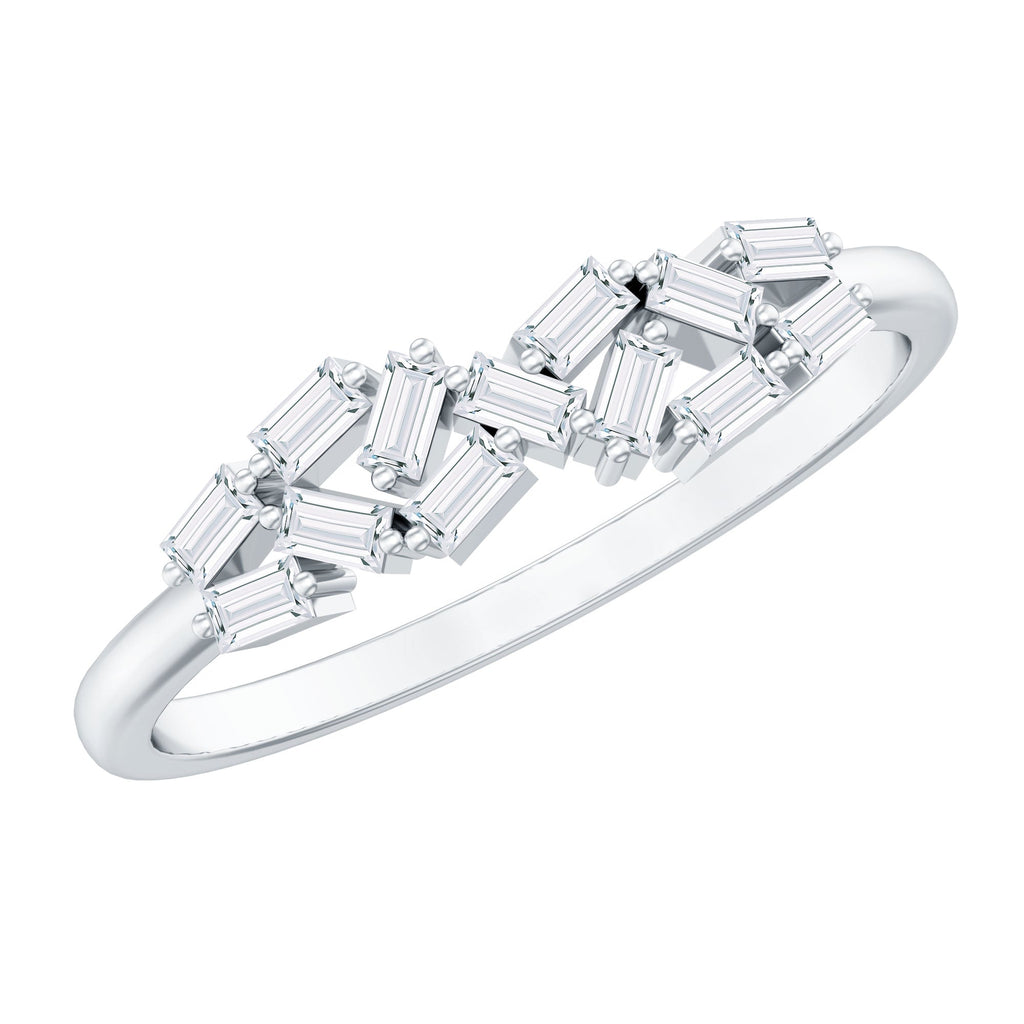 Baguette Moissanite Anniversary Ring in Prong Setting