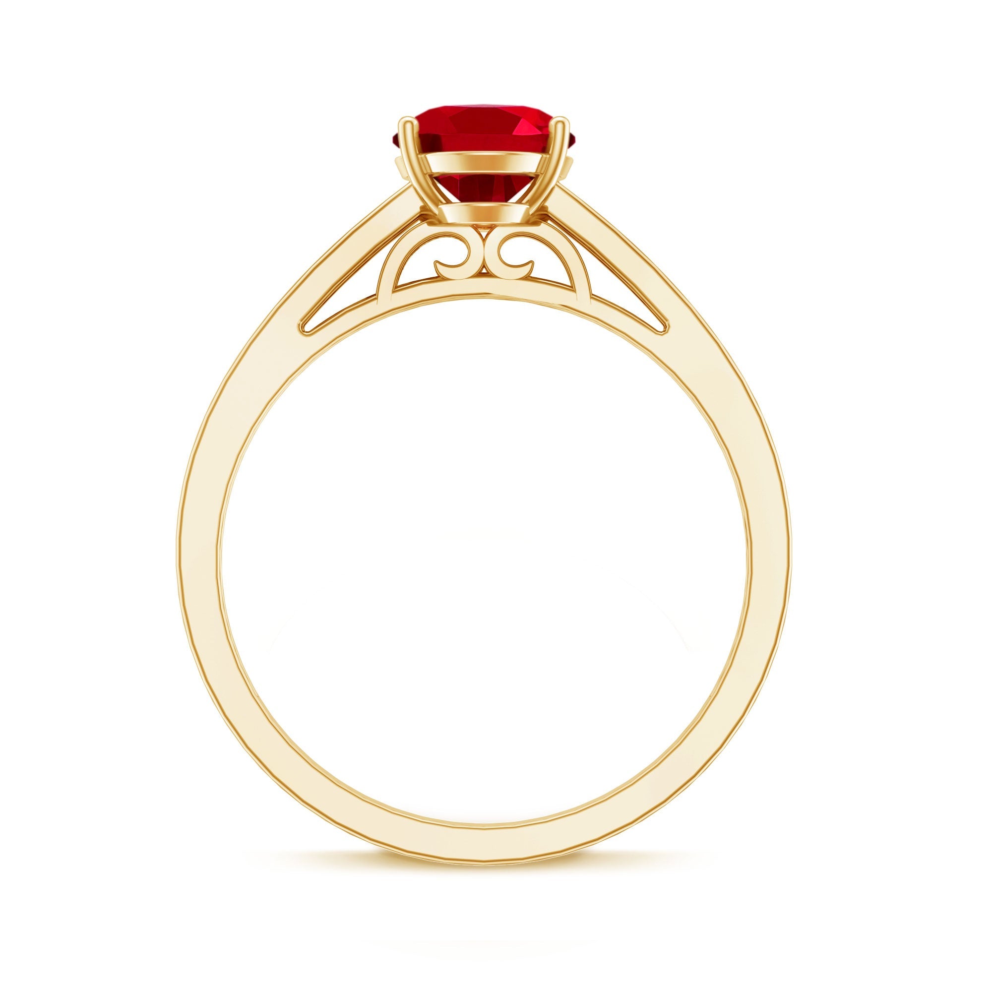Oval Lab Grown Ruby Solitaire Ring with Moissanite Side Stones