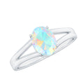 Genuine 6X8 mm Oval Ethiopian Rainbow Opal Split Shank Engagement Ring