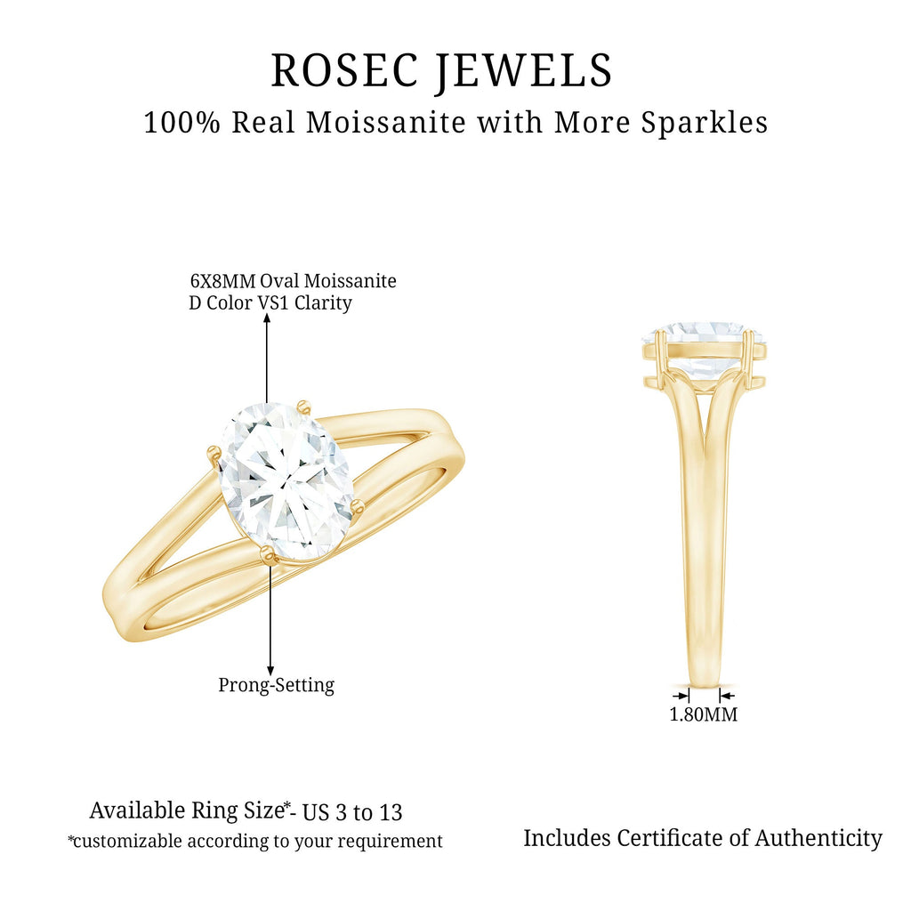 1.25 CT Oval Moissanite Engagement Ring With Certificate
