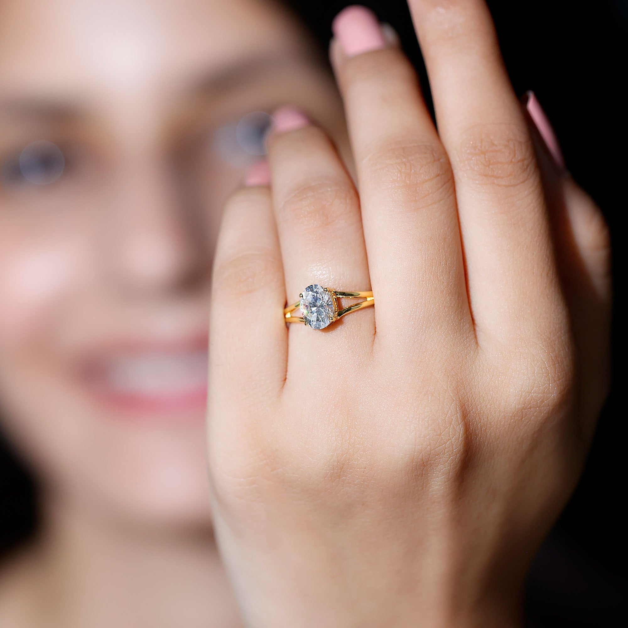 1.25 CT Oval Moissanite Engagement Ring With Certificate