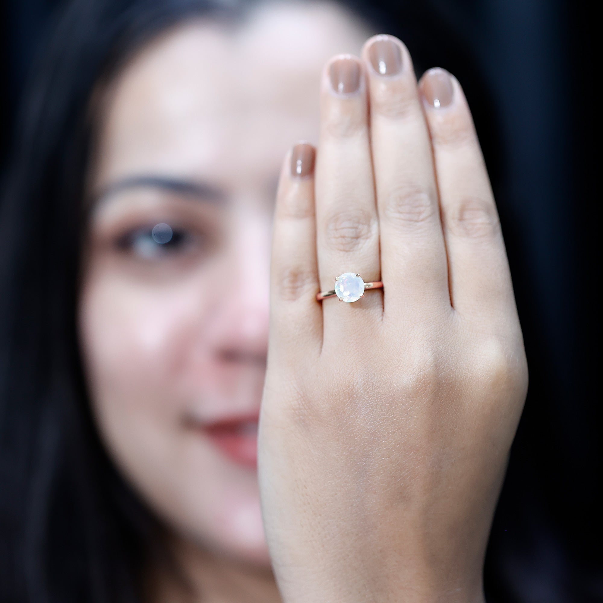 Classic 8mm Solitaire Ethiopian Rainbow Opal Engagement Ring