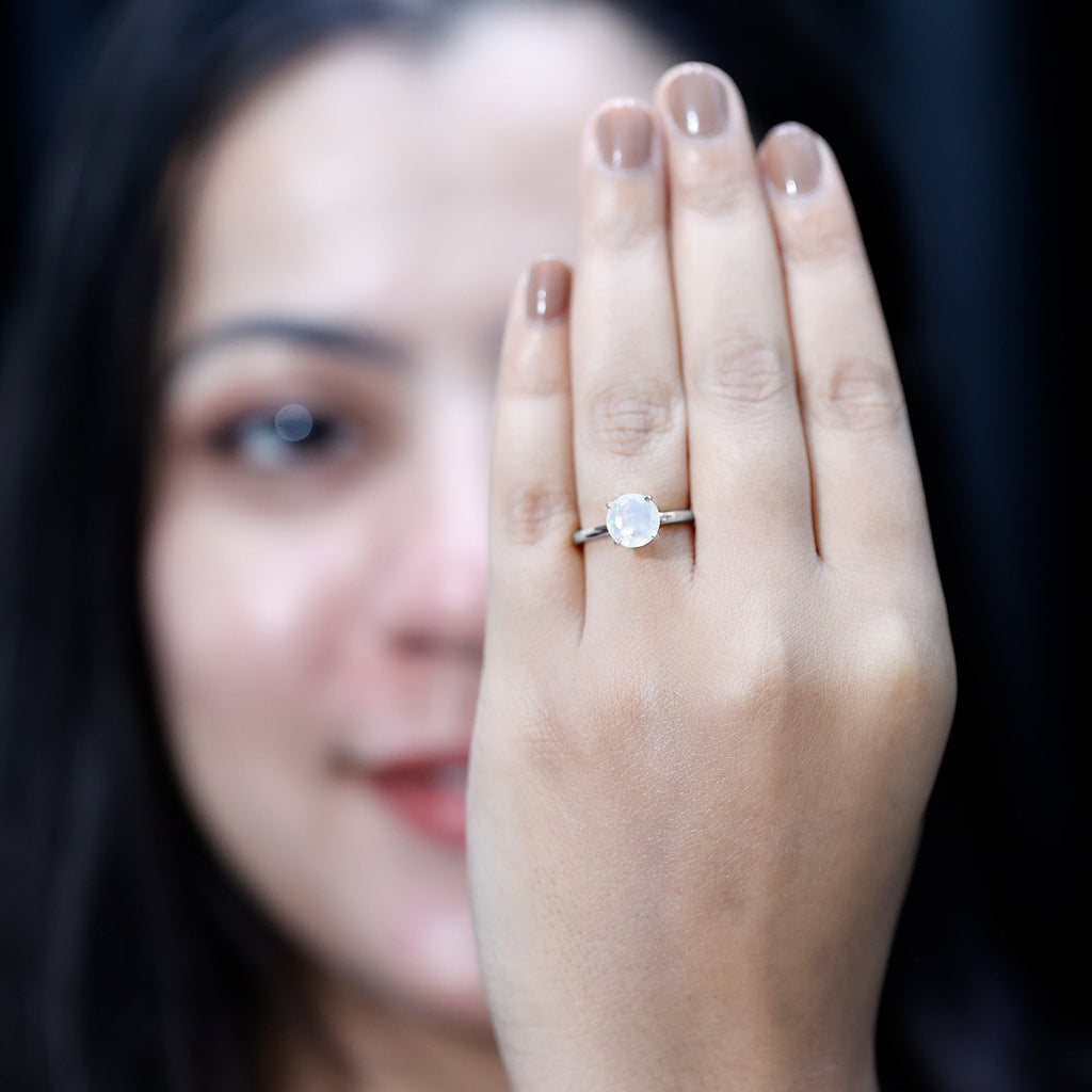 Classic 8mm Solitaire Ethiopian Rainbow Opal Engagement Ring