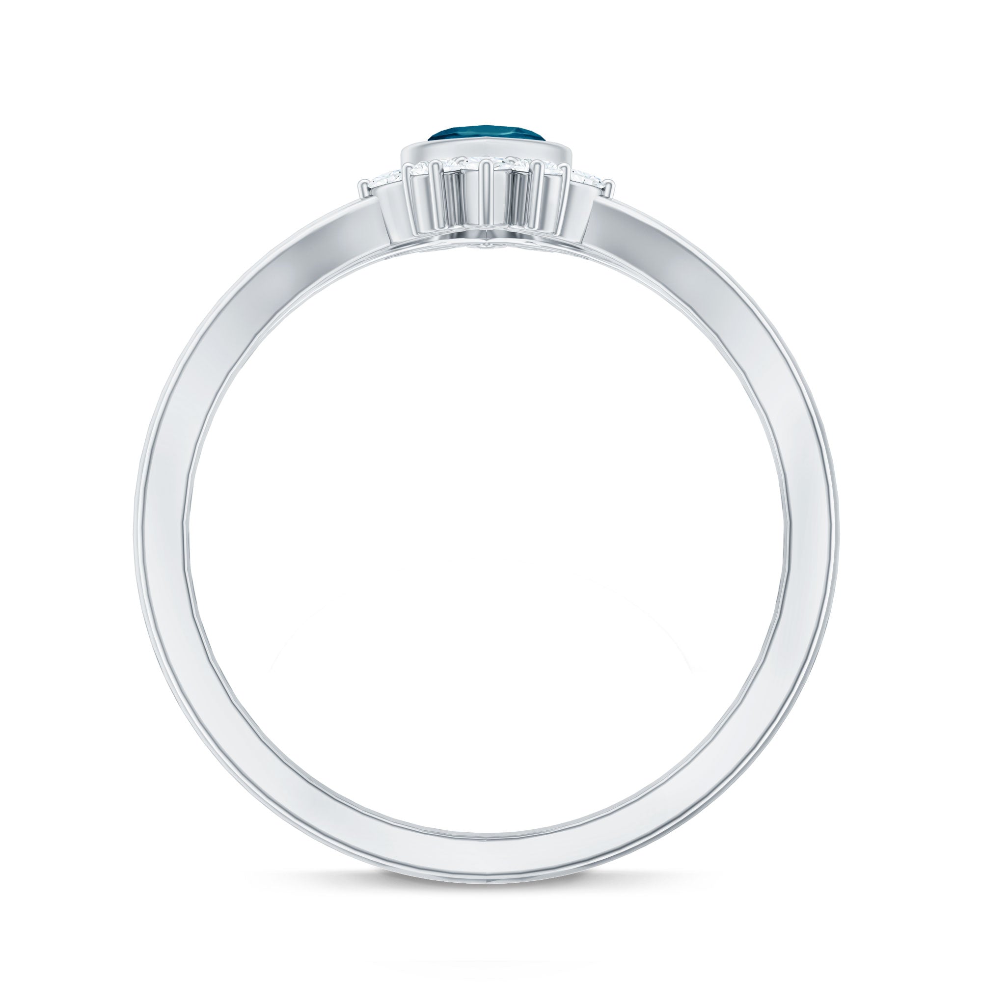 4X8mm Marquise Cut London Blue Topaz Cocktail Ring with Diamond