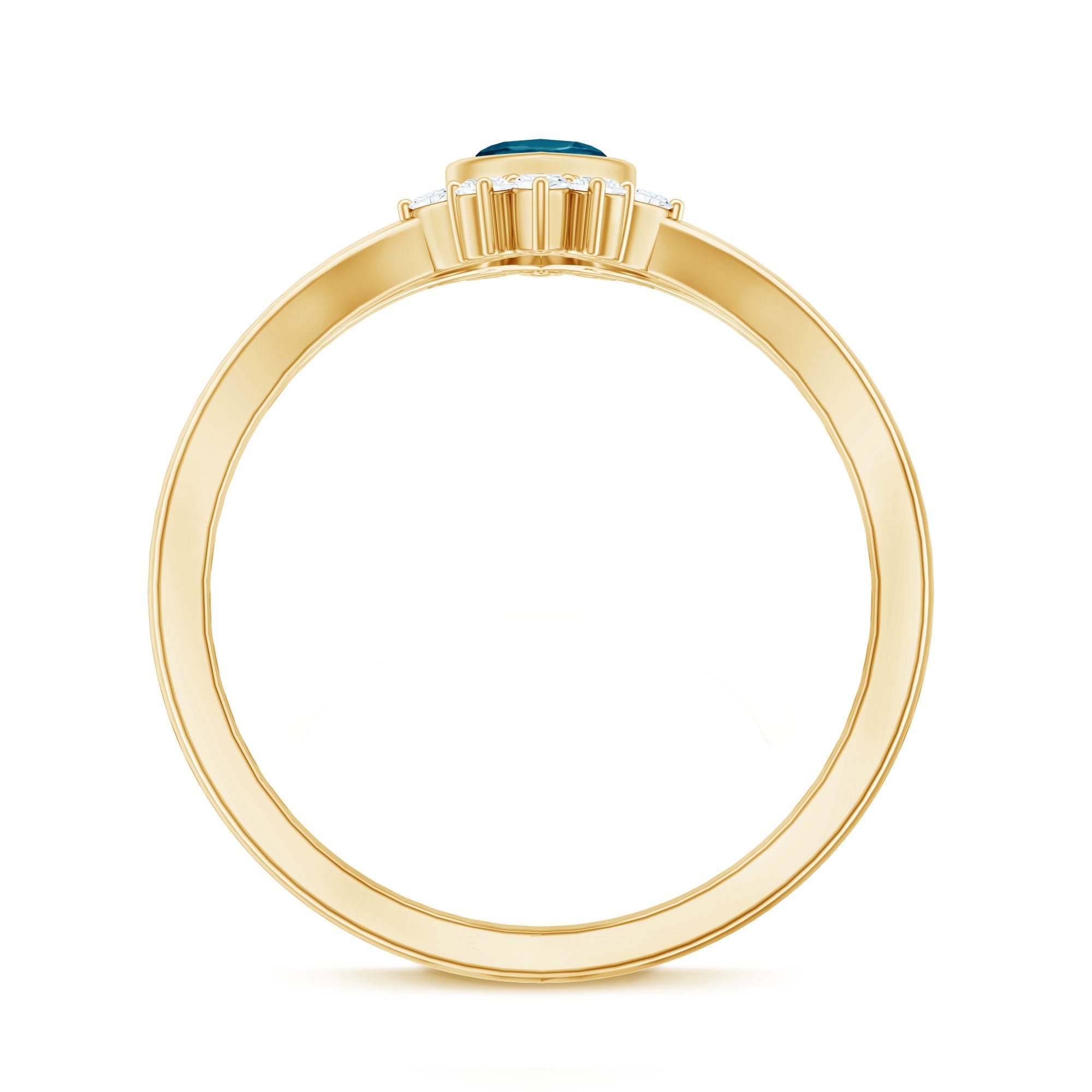 4X8mm Marquise Cut London Blue Topaz Cocktail Ring with Diamond