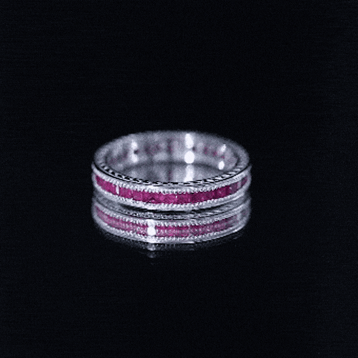 Princess Cut Ruby Full Eternity Ring in Channel Setting