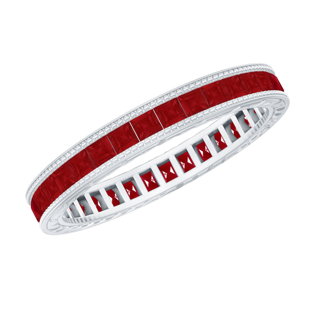 Princess Cut Ruby Full Eternity Ring in Channel Setting