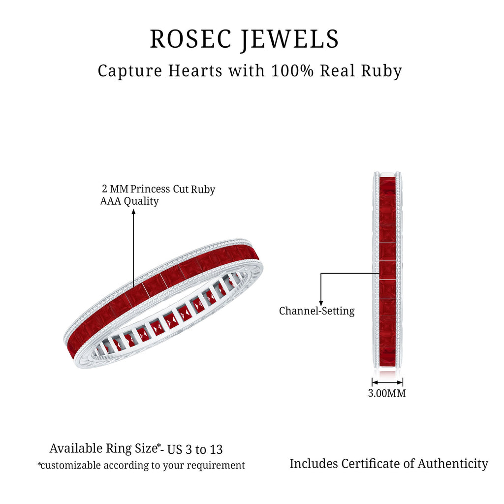 Princess Cut Ruby Full Eternity Ring in Channel Setting