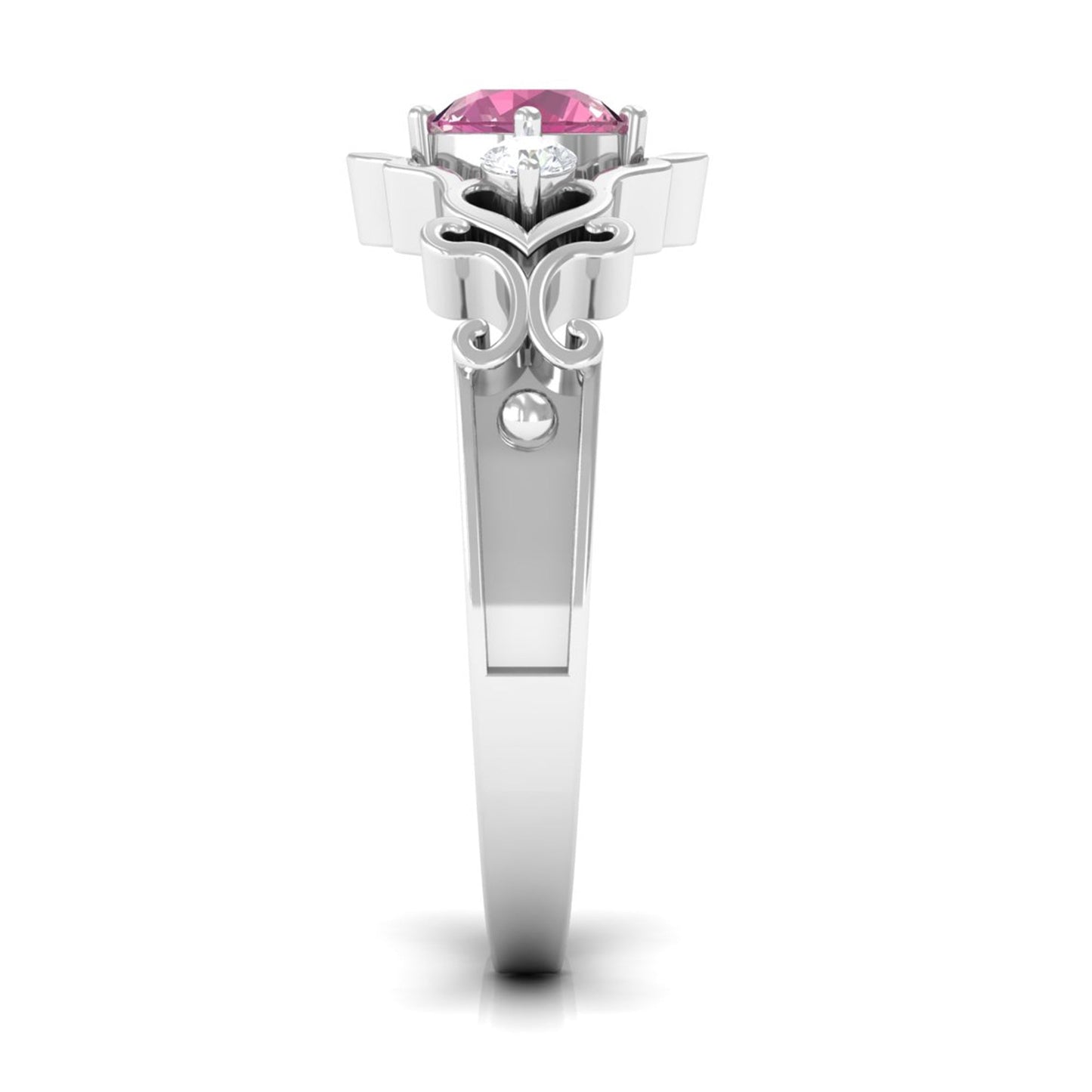 0.50 CT Pink Tourmaline and Diamond Cut Out Antique Ring