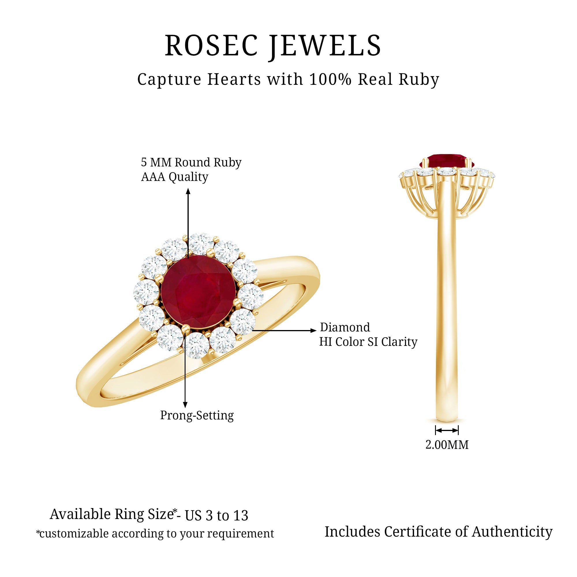 Round Ruby and Diamond Halo Engagement Ring