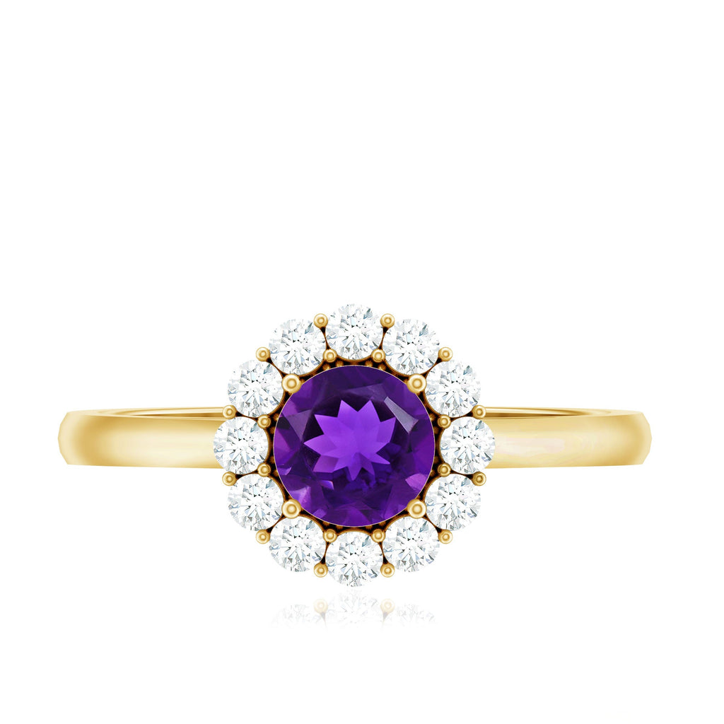1 CT Amethyst and Diamond Floating Halo Engagement Ring