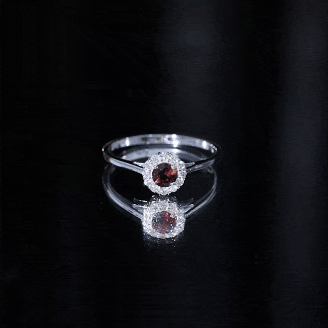Certified Real 8 mm Garnet Engagement Ring with Diamond Halo
