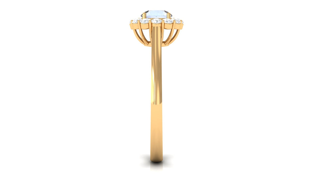 1 CT Moonstone and Diamond Floating Halo Engagement Ring
