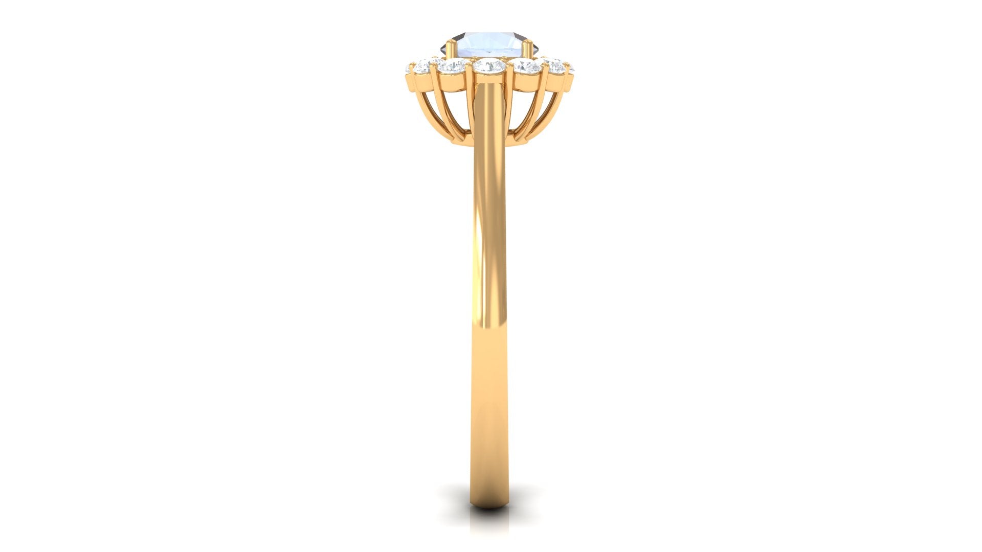 1 CT Moonstone and Diamond Floating Halo Engagement Ring
