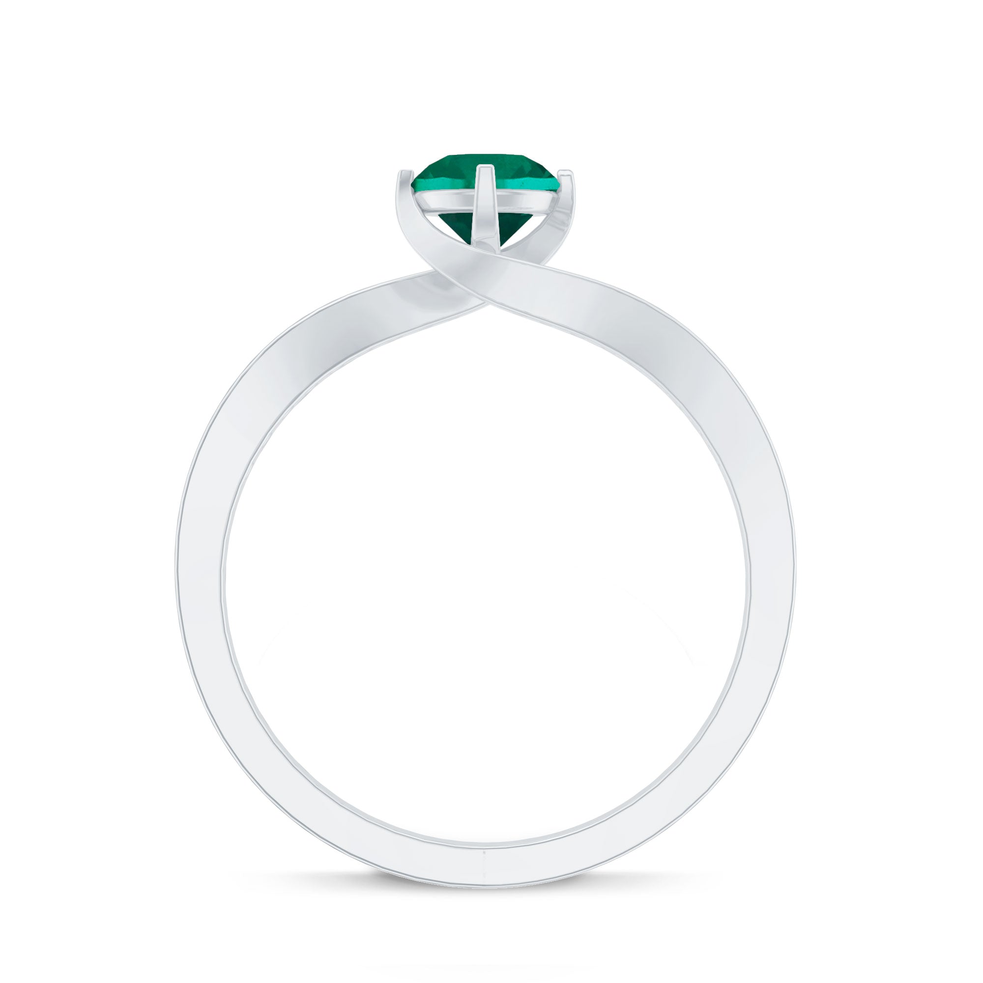 Certified 6 mm Lab Grown Emerald Diamond Bypass Engagement Ring