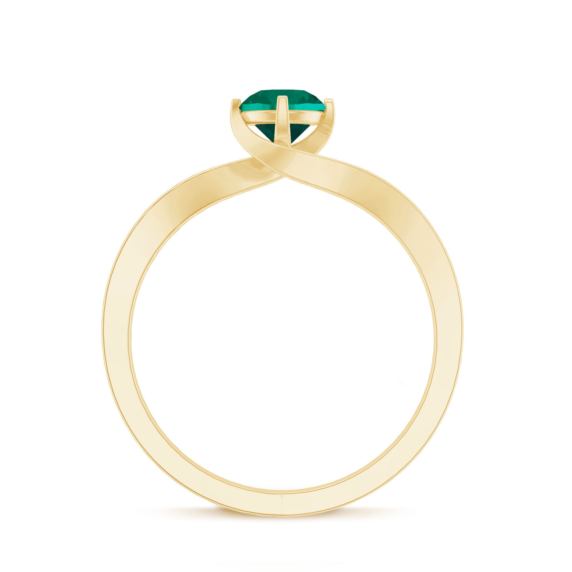 Certified 6 mm Lab Grown Emerald Diamond Bypass Engagement Ring
