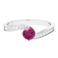 Pink Tourmaline Solitaire Bypass Ring with Diamond